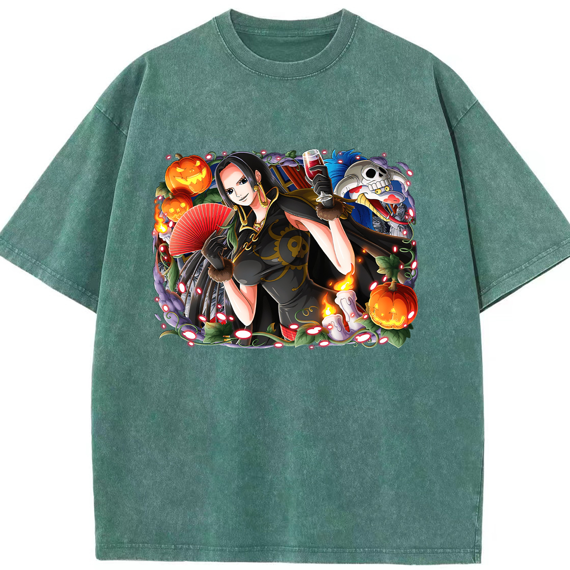ワンピース ボア・ハンコック ONE PIECE Boa·Hancock 綿100% ヴィンテージ風 半袖Tシャツ（フロントプリント）